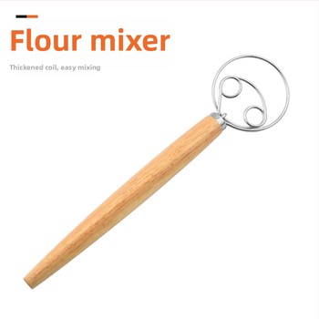 13 colių ąžuolo rankenos miltų maišytuvas daniškas tešlos maišytuvas nerūdijančio plieno ritės kiaušinių plaktuvas