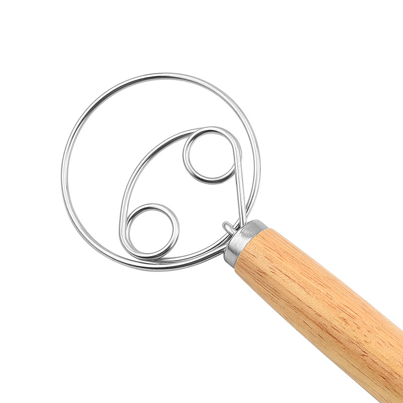 13 colių ąžuolo rankenos miltų maišytuvas daniškas tešlos maišytuvas nerūdijančio plieno ritės kiaušinių plaktuvas