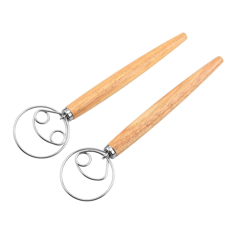 13 colių ąžuolo rankenos miltų maišytuvas daniškas tešlos maišytuvas nerūdijančio plieno ritės kiaušinių plaktuvas