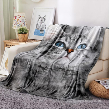 Digitaaltrükk armas kassitekk, suure kaaluga paksendatud soe tekk, välistingimustes kasutatav telkimistekk, flanell