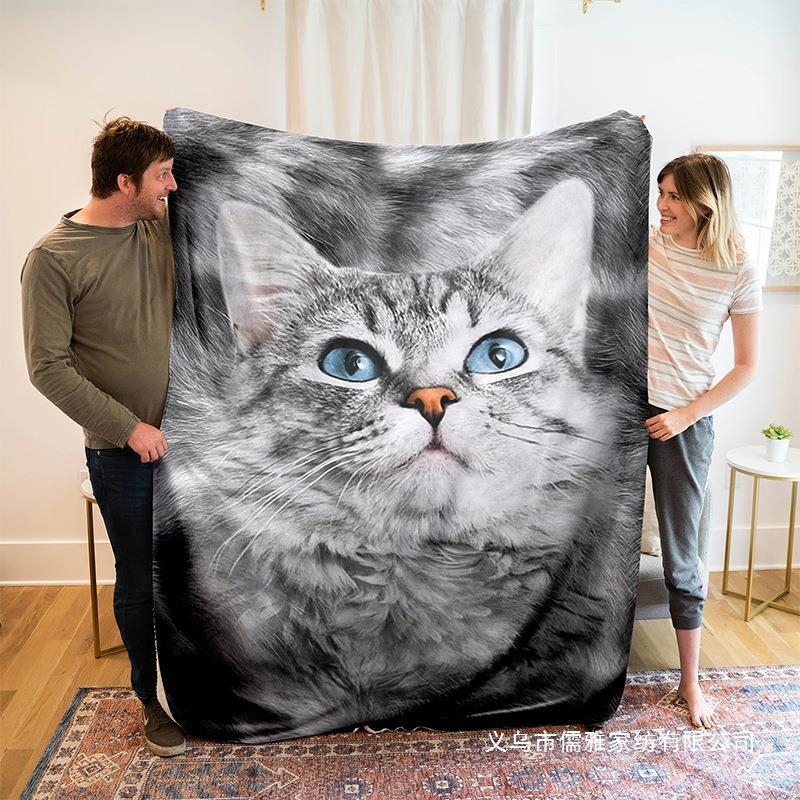 Digitaaltrükk armas kassitekk, suure kaaluga paksendatud soe tekk, välistingimustes kasutatav telkimistekk, flanell