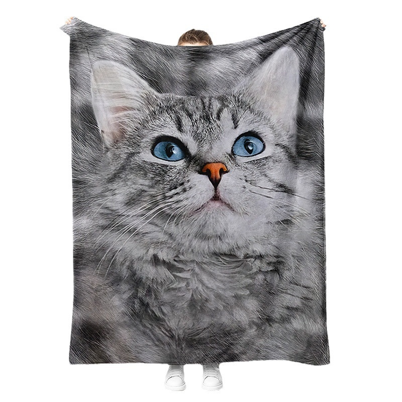 Digitaaltrükk armas kassitekk, suure kaaluga paksendatud soe tekk, välistingimustes kasutatav telkimistekk, flanell