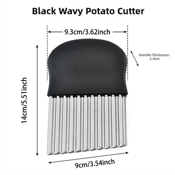 Storo nerūdijančio plieno 430 banguotas bulvių pjaustytuvas, banguotas peilis, dantytas peilis bulvytėms pjaustyti, virtuvės įrankis