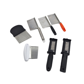 Storo nerūdijančio plieno 430 banguotas bulvių pjaustytuvas, banguotas peilis, dantytas peilis bulvytėms pjaustyti, virtuvės įrankis