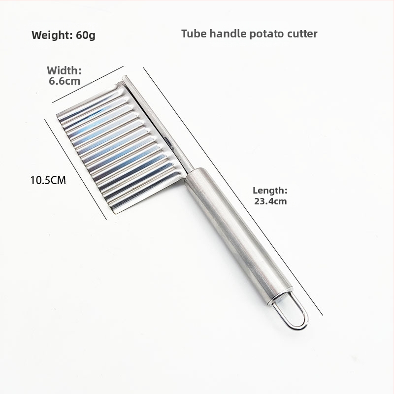 Storo nerūdijančio plieno 430 banguotas bulvių pjaustytuvas, banguotas peilis, dantytas peilis bulvytėms pjaustyti, virtuvės įrankis