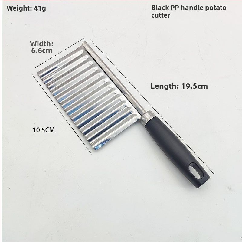 Storo nerūdijančio plieno 430 banguotas bulvių pjaustytuvas, banguotas peilis, dantytas peilis bulvytėms pjaustyti, virtuvės įrankis