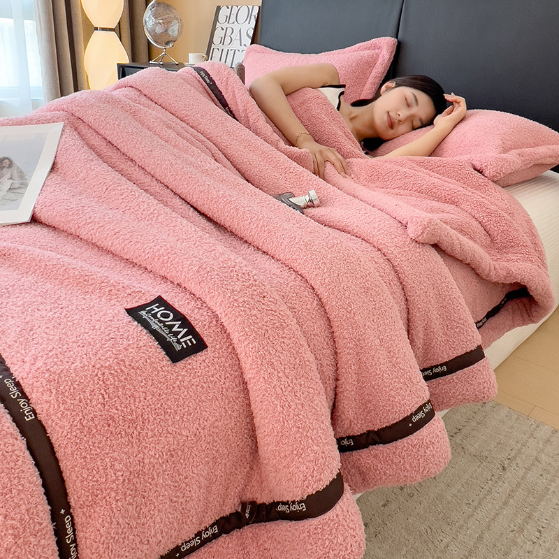 # Naujas vienspalvis pusinis flisinis apklotas, sustorintas šiltas žieminis buitinis apklotas, dvigubas vienvietis žieminis trijų dalių komplektas