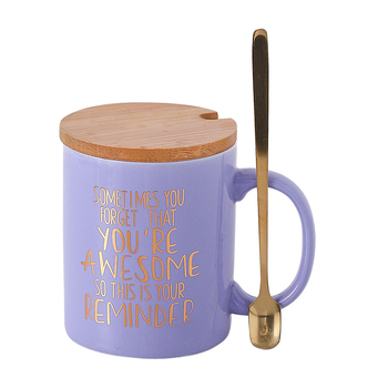 Amazon Διασυνοριακό Κεραμικό Κύπελλο με Μπαμπού και Ξύλο Καπάκι και Κουτάλι Δώρο Κούπα Καφέ Υψηλής Χρωματικής Αξίας Δώρο Ημέρας της Μητέρας