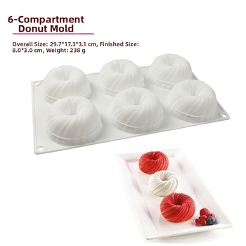 Ново на склад 6-частична турбина Френски десерт конопена топка силиконова форма за торта голяма топка от козина форма за мус от вълна