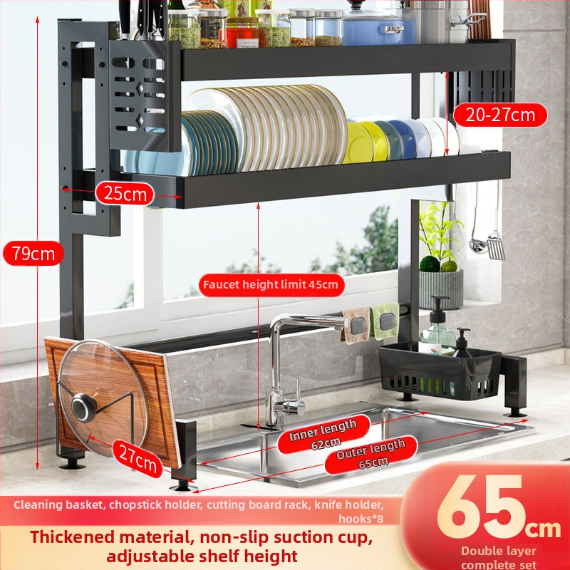 Ράφι αποχέτευσης νεροχύτη Ράφι αποθήκευσης Κουζίνας Τηλεσκοπική ράγα αποχέτευσης από ανοξείδωτο ατσάλι Ράφι πιάτων Ράφι πιάτων Ράφι πιάτων