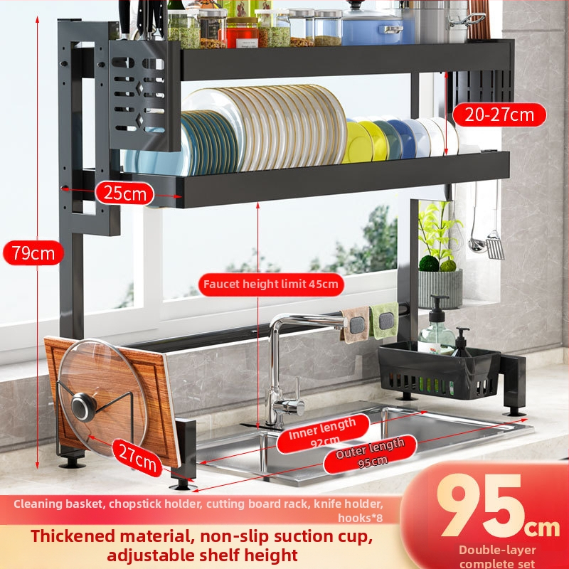 Ράφι αποχέτευσης νεροχύτη Ράφι αποθήκευσης Κουζίνας Τηλεσκοπική ράγα αποχέτευσης από ανοξείδωτο ατσάλι Ράφι πιάτων Ράφι πιάτων Ράφι πιάτων