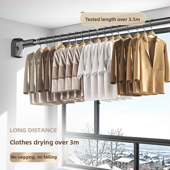 Rõdule mõeldud stantsivaba kuivatusrest, teleskoopvarras, majapidamiskardinate traksidega, roostevabast terasest torude kinnitus, üksikud jahedad riided kaitsevad