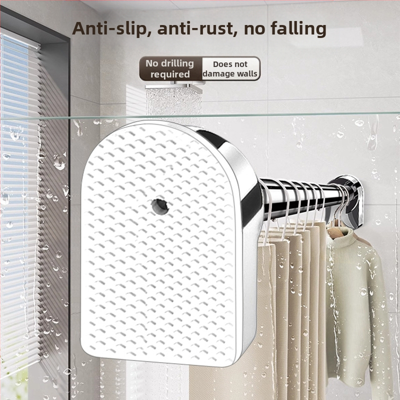 Balkona žāvēšanas statīvs bez perforatora, teleskopiskais stienis, mājsaimniecības aizkaru stiprinājums, nerūsējošā tērauda cauruļu stiprinājums, viena vēsa apģērba aizsardzība