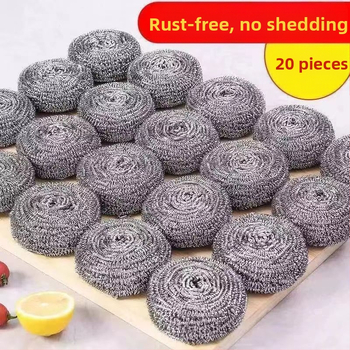 [bezmaksas piegāde] liela tērauda lodīšu tīrīšanas bumba nerūsējošā tērauda veļas pannas birste bļoda veļas pannas artefakts virtuves pannas birste