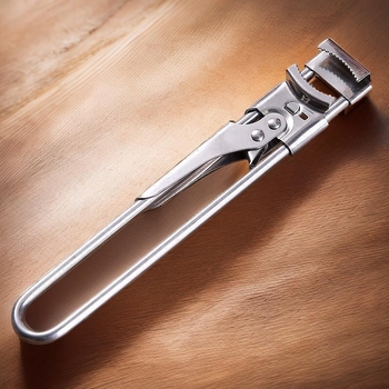 Sukamas rankiniu būdu reguliuojamas daugiafunkcis skardinių atidarytuvas su neslystančiu butelių dangtelio pasukamu atidarytuvu