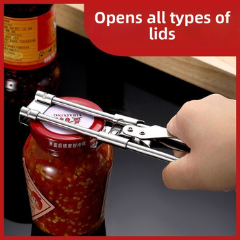 Sukamas rankiniu būdu reguliuojamas daugiafunkcis skardinių atidarytuvas su neslystančiu butelių dangtelio pasukamu atidarytuvu