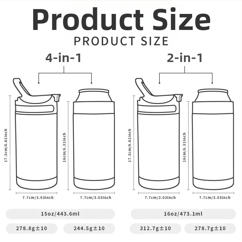 16oz космическа чаша 4 в 1 кутия за Кока-Кола от неръждаема стомана 304, детска термо чаша, преносима, придружаваща чаша за кафе