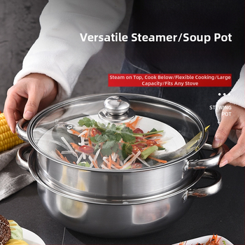 Hulgimüük roostevabast terasest binauraalne auruti paksendatud kahekihiline supiauruti majapidamises kasutatava kuuma poti reklaamikinkepoti kohandatud logoga