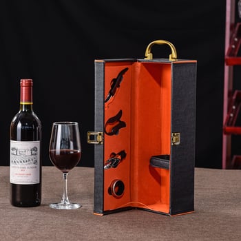 Punase veini pakendi kinkekarp ühekordne 2 paari nahkkarpi kõrgekvaliteedilisest veinist tühi karp karp kohapeal tipptasemel