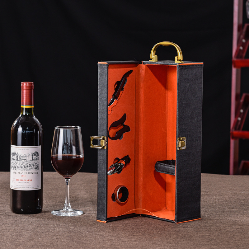 Punase veini pakendi kinkekarp ühekordne 2 paari nahkkarpi kõrgekvaliteedilisest veinist tühi karp karp kohapeal tipptasemel