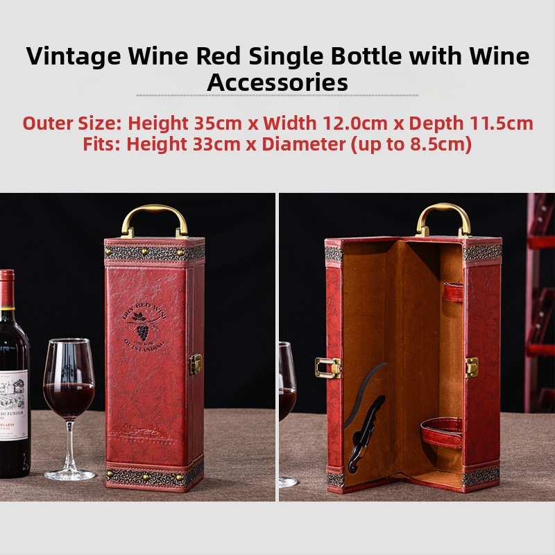 Darčeková krabička na červené víno, jednoduchá, 2 páry kožených krabičiek, vysoko kvalitné víno, prázdna krabička, krabica na mieste, high-end