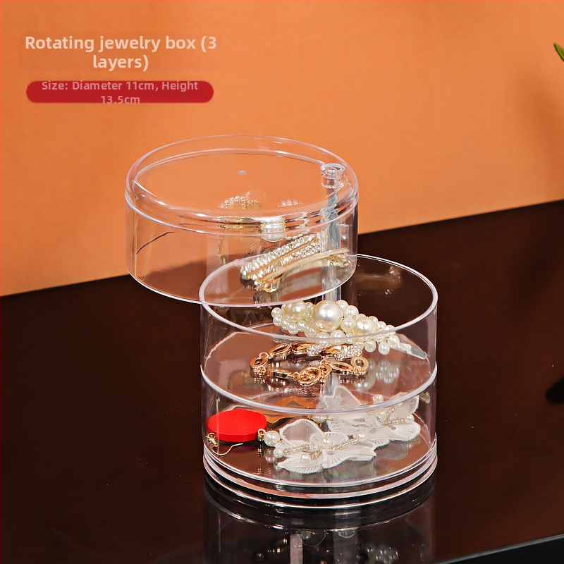 Kosmeetikatoodete hoiukarp Läbipaistev akrüülist magamistoa pöörlev tolmukindel ehted juukserõngad kõrvarõngad puudripuhv huulepulga hoiuriiul