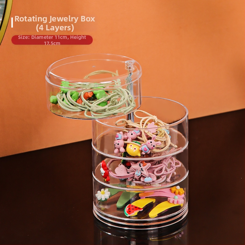 Kosmeetikatoodete hoiukarp Läbipaistev akrüülist magamistoa pöörlev tolmukindel ehted juukserõngad kõrvarõngad puudripuhv huulepulga hoiuriiul