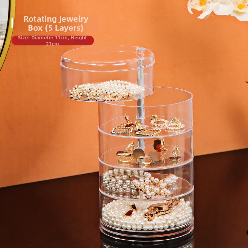 Kosmeetikatoodete hoiukarp Läbipaistev akrüülist magamistoa pöörlev tolmukindel ehted juukserõngad kõrvarõngad puudripuhv huulepulga hoiuriiul