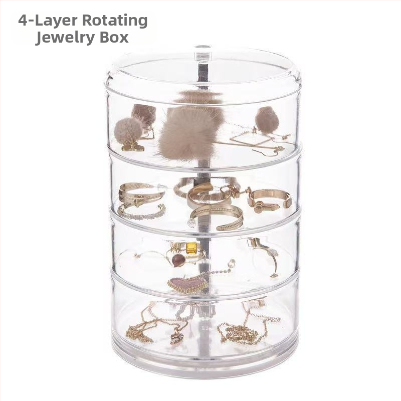 Kosmeetikatoodete hoiukarp Läbipaistev akrüülist magamistoa pöörlev tolmukindel ehted juukserõngad kõrvarõngad puudripuhv huulepulga hoiuriiul