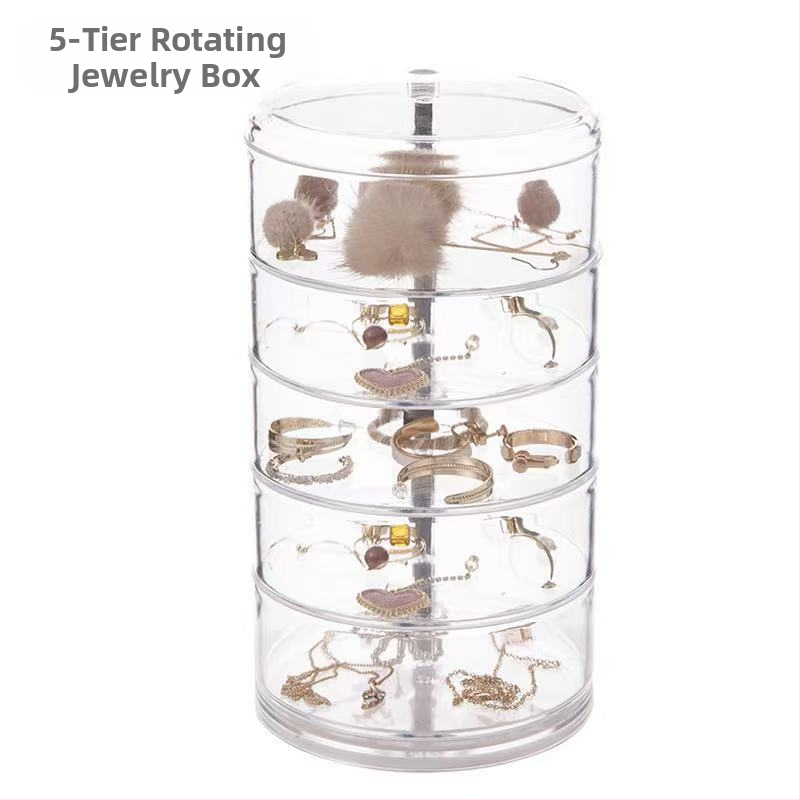 Kosmeetikatoodete hoiukarp Läbipaistev akrüülist magamistoa pöörlev tolmukindel ehted juukserõngad kõrvarõngad puudripuhv huulepulga hoiuriiul