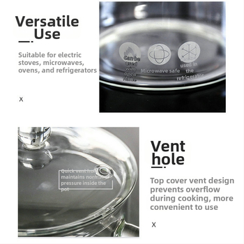 Puodas iš didelio borosilikatinio stiklo, tinkantis elektrinėms keraminėms viryklėms, makaronų dubenėlis su dviem rankenomis, sriubos puodas, virimo puodas, emaliuotas puodas