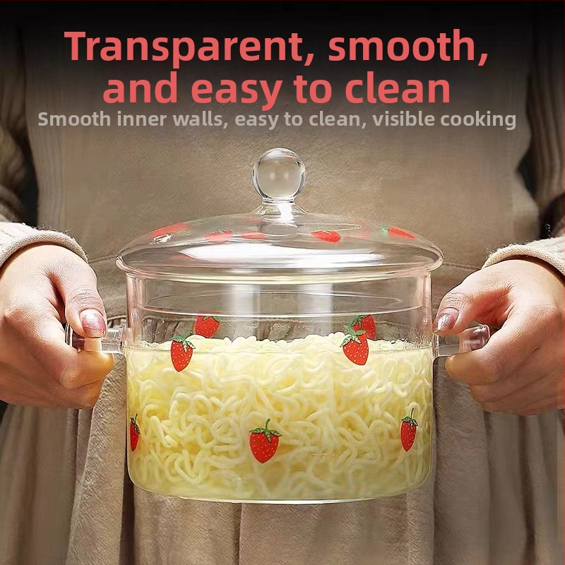 Puodas iš didelio borosilikatinio stiklo, tinkantis elektrinėms keraminėms viryklėms, makaronų dubenėlis su dviem rankenomis, sriubos puodas, virimo puodas, emaliuotas puodas