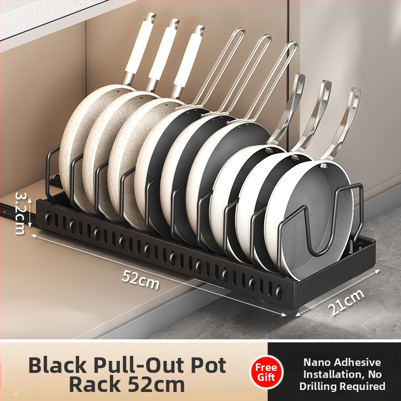 Ράφι αποθήκευσης καπακιού κουζίνας, ρυθμιζόμενος χώρος για κατσαρόλες, ράφι για κατσαρόλες, ντουλάπι πάγκου, συρόμενη βάση αποθήκευσης πιάτων