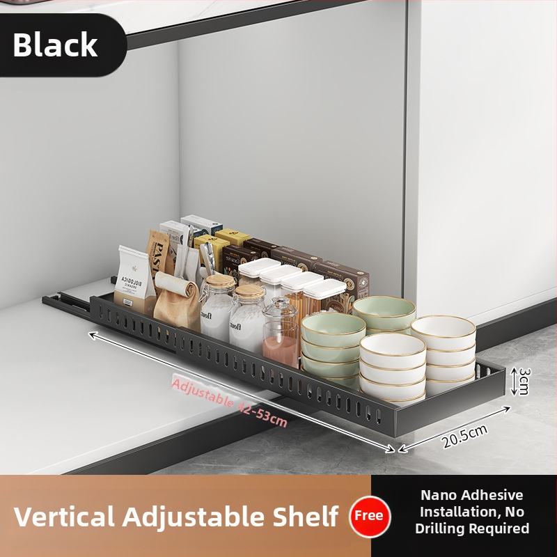 Ράφι αποθήκευσης καπακιού κουζίνας, ρυθμιζόμενος χώρος για κατσαρόλες, ράφι για κατσαρόλες, ντουλάπι πάγκου, συρόμενη βάση αποθήκευσης πιάτων