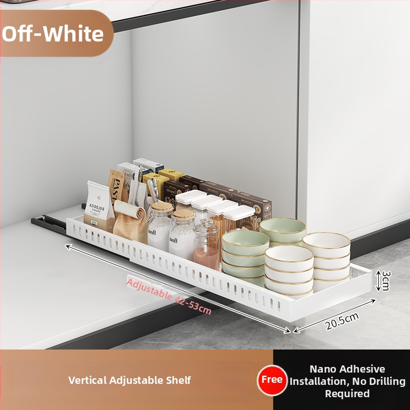 Ράφι αποθήκευσης καπακιού κουζίνας, ρυθμιζόμενος χώρος για κατσαρόλες, ράφι για κατσαρόλες, ντουλάπι πάγκου, συρόμενη βάση αποθήκευσης πιάτων