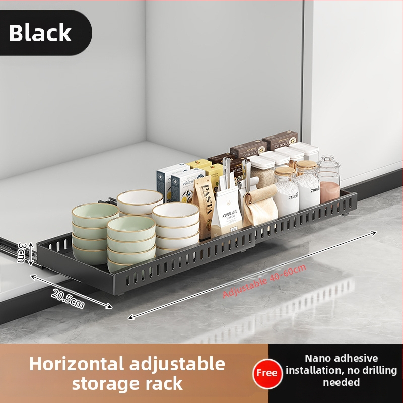 Ράφι αποθήκευσης καπακιού κουζίνας, ρυθμιζόμενος χώρος για κατσαρόλες, ράφι για κατσαρόλες, ντουλάπι πάγκου, συρόμενη βάση αποθήκευσης πιάτων