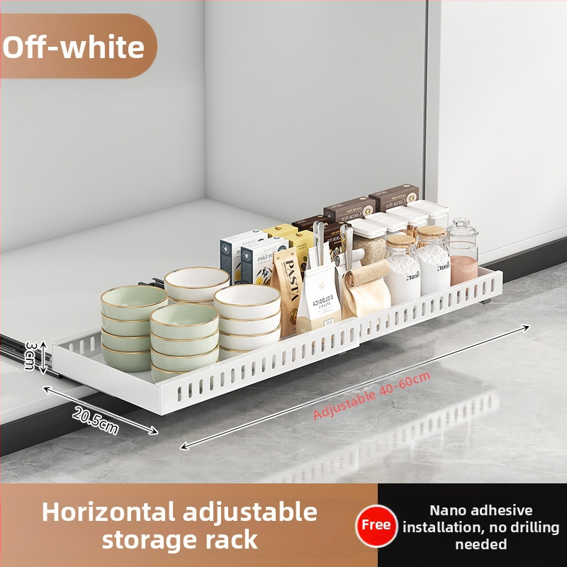 Ράφι αποθήκευσης καπακιού κουζίνας, ρυθμιζόμενος χώρος για κατσαρόλες, ράφι για κατσαρόλες, ντουλάπι πάγκου, συρόμενη βάση αποθήκευσης πιάτων