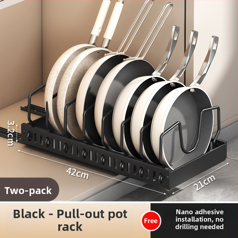 Ράφι αποθήκευσης καπακιού κουζίνας, ρυθμιζόμενος χώρος για κατσαρόλες, ράφι για κατσαρόλες, ντουλάπι πάγκου, συρόμενη βάση αποθήκευσης πιάτων