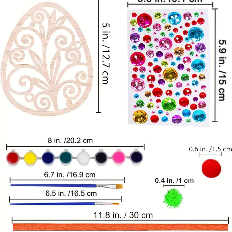 Șablon de pictură DIY pentru ouă de graffiti pentru copii transfrontaliere, flori creative, panglică, meșteșuguri din lemn de Paște