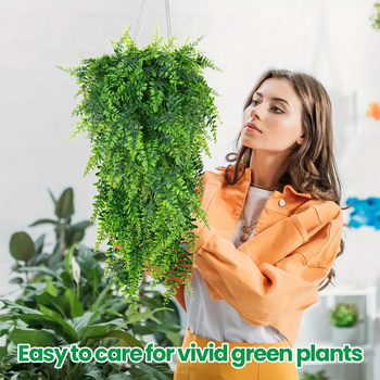 Pārrobežu simulācijas papardes zaļš augs mākslīgo persiešu lapu rotangpalmas plastmasas ūdensaugs zieds mākslīgo lapu augs sienas dekorēšanai mājas dekorēšanai