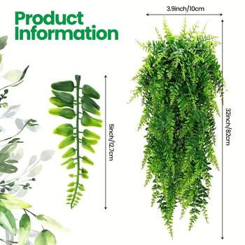 Pārrobežu simulācijas papardes zaļš augs mākslīgo persiešu lapu rotangpalmas plastmasas ūdensaugs zieds mākslīgo lapu augs sienas dekorēšanai mājas dekorēšanai