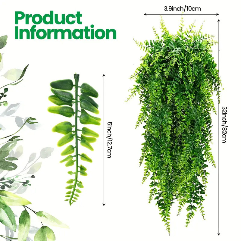 Pārrobežu simulācijas papardes zaļš augs mākslīgo persiešu lapu rotangpalmas plastmasas ūdensaugs zieds mākslīgo lapu augs sienas dekorēšanai mājas dekorēšanai