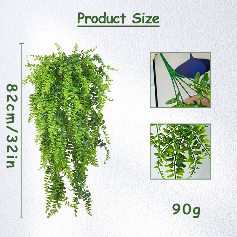Pārrobežu simulācijas papardes zaļš augs mākslīgo persiešu lapu rotangpalmas plastmasas ūdensaugs zieds mākslīgo lapu augs sienas dekorēšanai mājas dekorēšanai