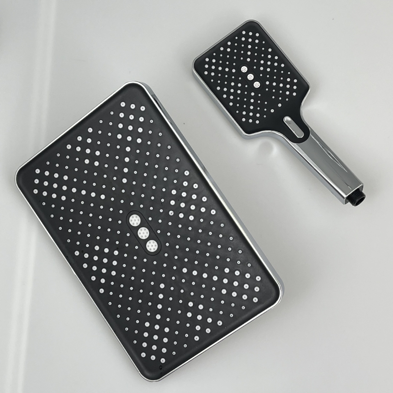 Didelis vonios kambarys, slėginis dušas, didelio srauto, energiją taupantis, stacionarus dušas, tualetas, vonios reikmenys, vonios kambario aksesuarai