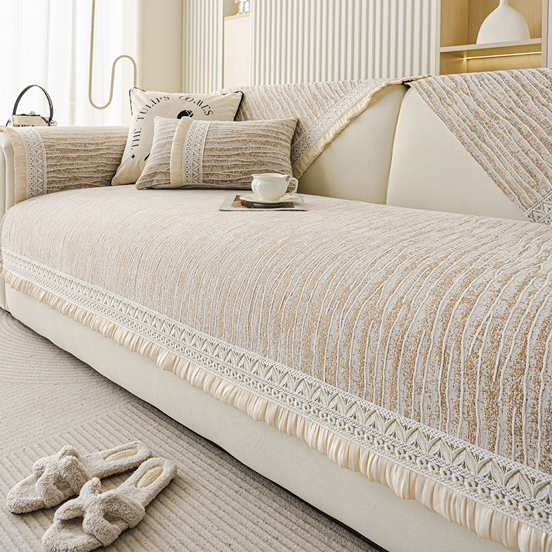 2025 Novi jastuk za sofu u krem stilu, univerzalni za sva godišnja doba, vrhunski jastuk za sjedenje, fiksna neklizajuća navlaka za sofu