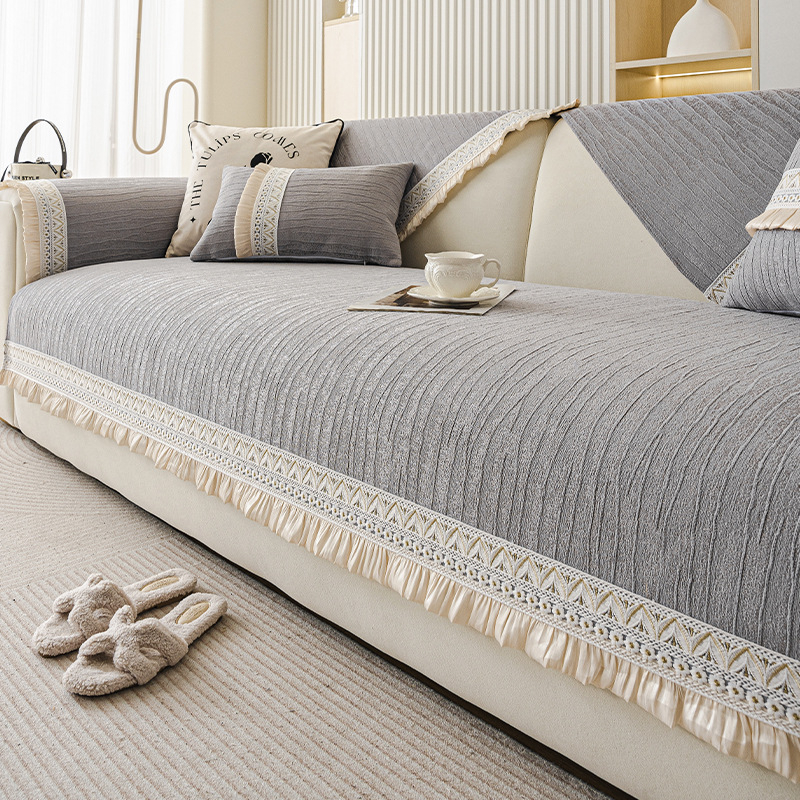 2025 Novi jastuk za sofu u krem stilu, univerzalni za sva godišnja doba, vrhunski jastuk za sjedenje, fiksna neklizajuća navlaka za sofu