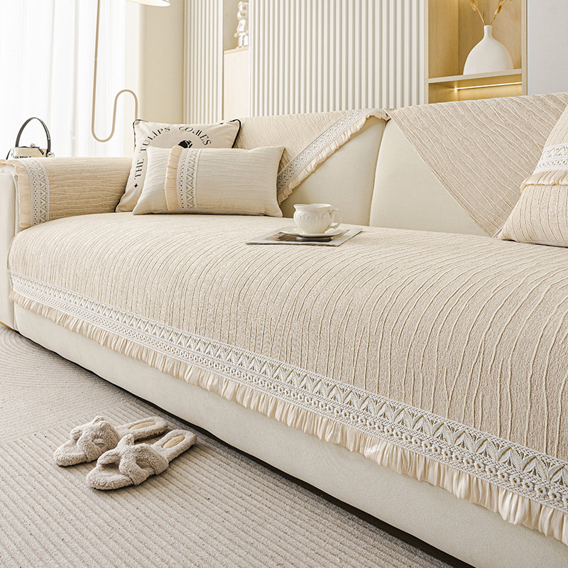 2025 Novi jastuk za sofu u krem stilu, univerzalni za sva godišnja doba, vrhunski jastuk za sjedenje, fiksna neklizajuća navlaka za sofu