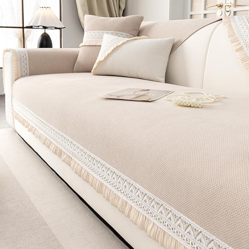 2025 Novi jastuk za sofu u krem stilu, univerzalni za sva godišnja doba, vrhunski jastuk za sjedenje, fiksna neklizajuća navlaka za sofu