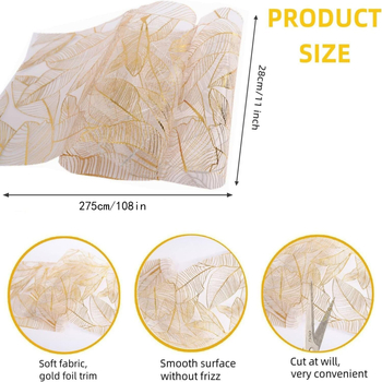 Piiriülene marli kuldlehtedega pronkslauajooksja kuldne lauajooksja kodupidu pulmalaua kaunistuseks lauajooksja lauarätik