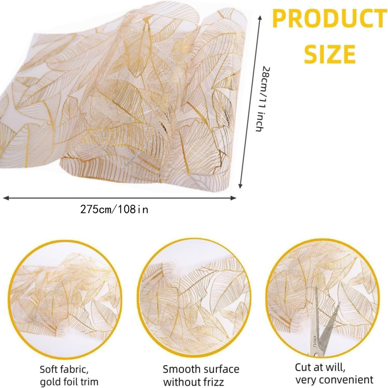 Piiriülene marli kuldlehtedega pronkslauajooksja kuldne lauajooksja kodupidu pulmalaua kaunistuseks lauajooksja lauarätik